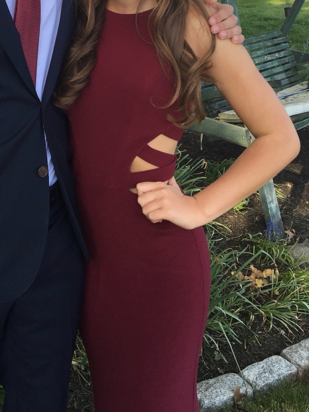 Faviana Burgundy Cutout Long Dress (Size 0) Prom, Wedding Guest, Formal